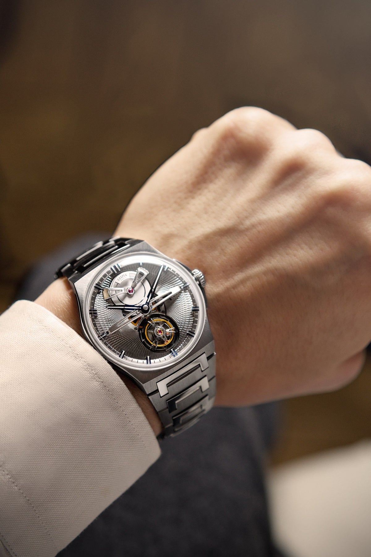 Czapek Antarctique Tourbillon on the wrist, Secret Alloy dial
