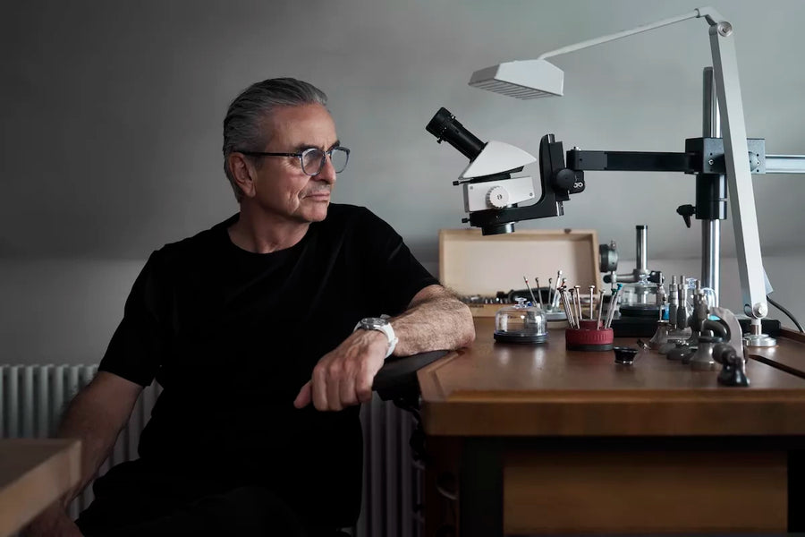 Dominique Renaud at his watchmaker's bench