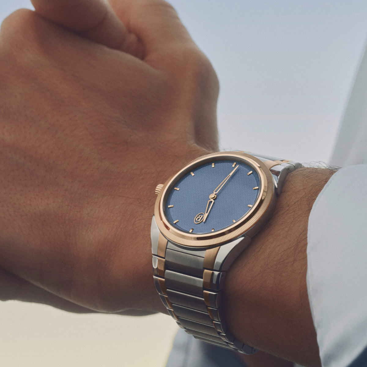Parmigiani Fleurier Tonda PF Micro-Rotor No Date Steel Rose Gold Stone Blue
