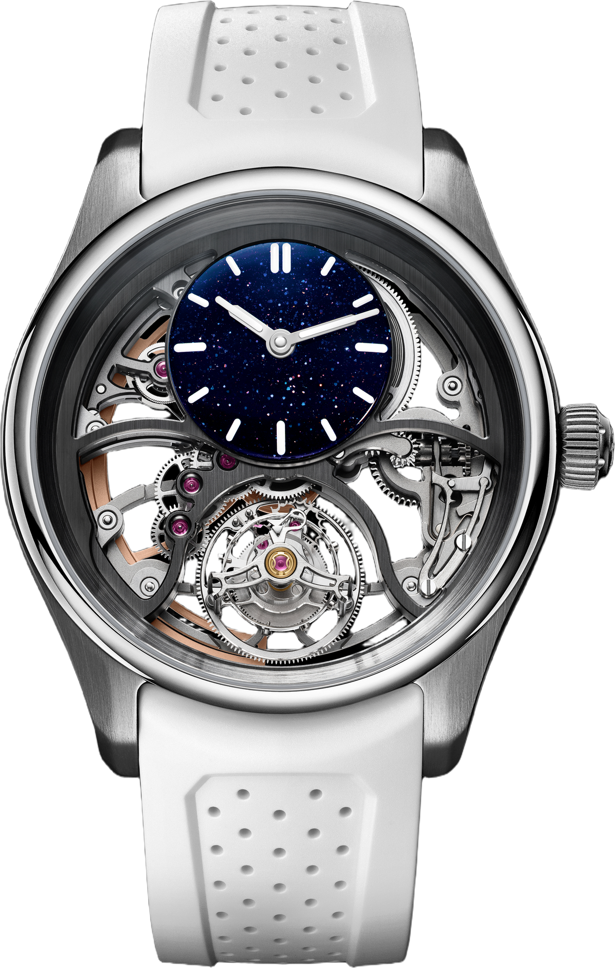 H. Moser & Cie. Pioneer Cylindrical Tourbillon Skeleton Aventurine Saquon Barkley Edition, front view