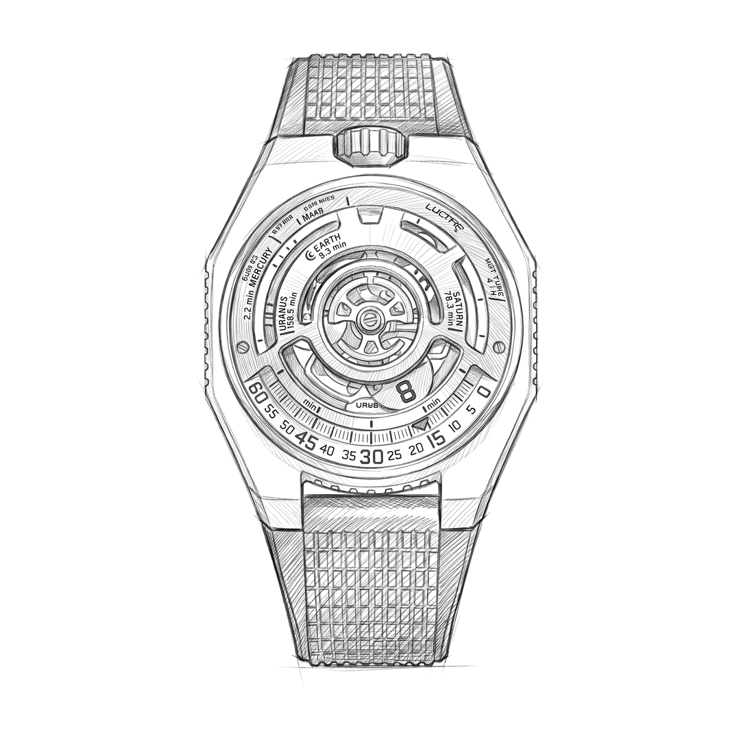 URWERK UR-100V: pencil drawing