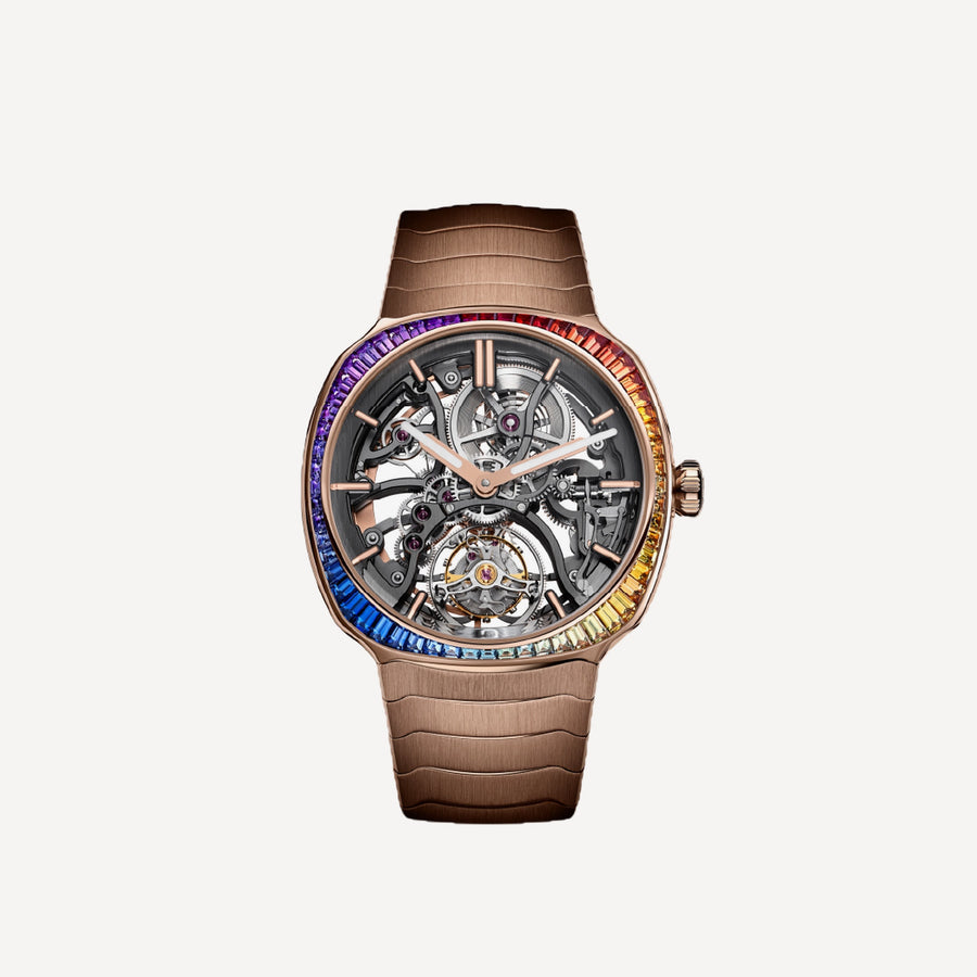 H. Moser & Cie Streamliner Tourbillon Skeleton Rainbow 5N red gold