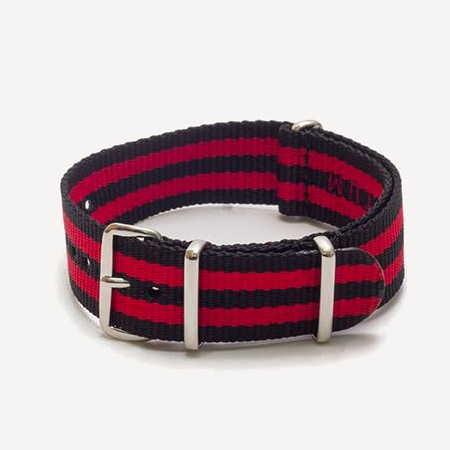 Momentum Nato Strap Black and Red Double Striped 28mm
