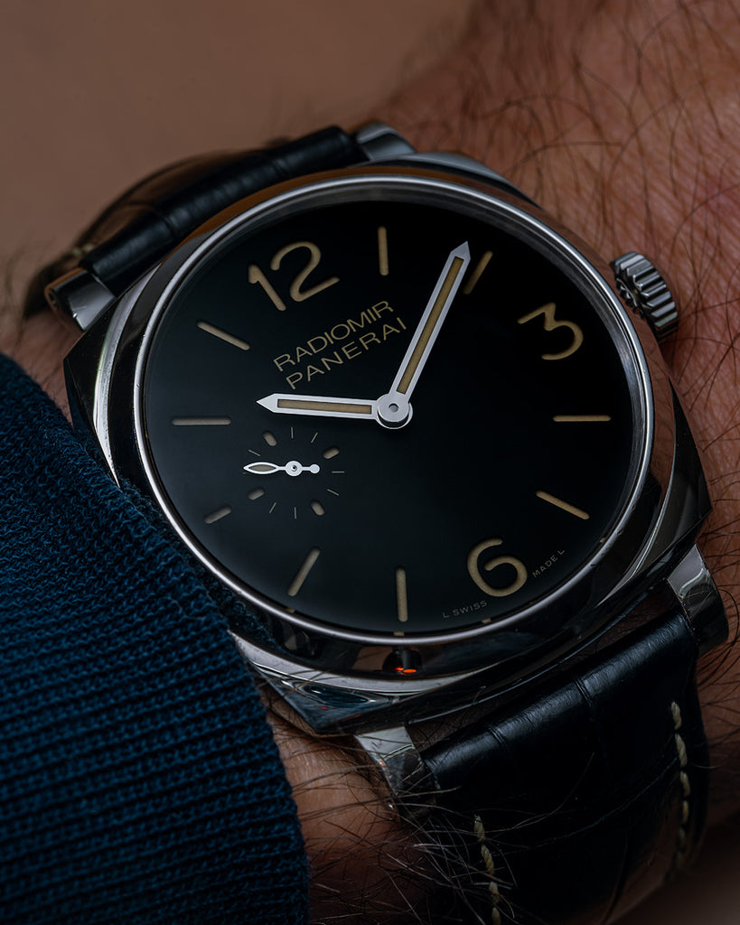 PANERAI RADIOMIR 1940 BLACK DIAL 3 DAYS 42MM STEEL PAM00512 WRIST 