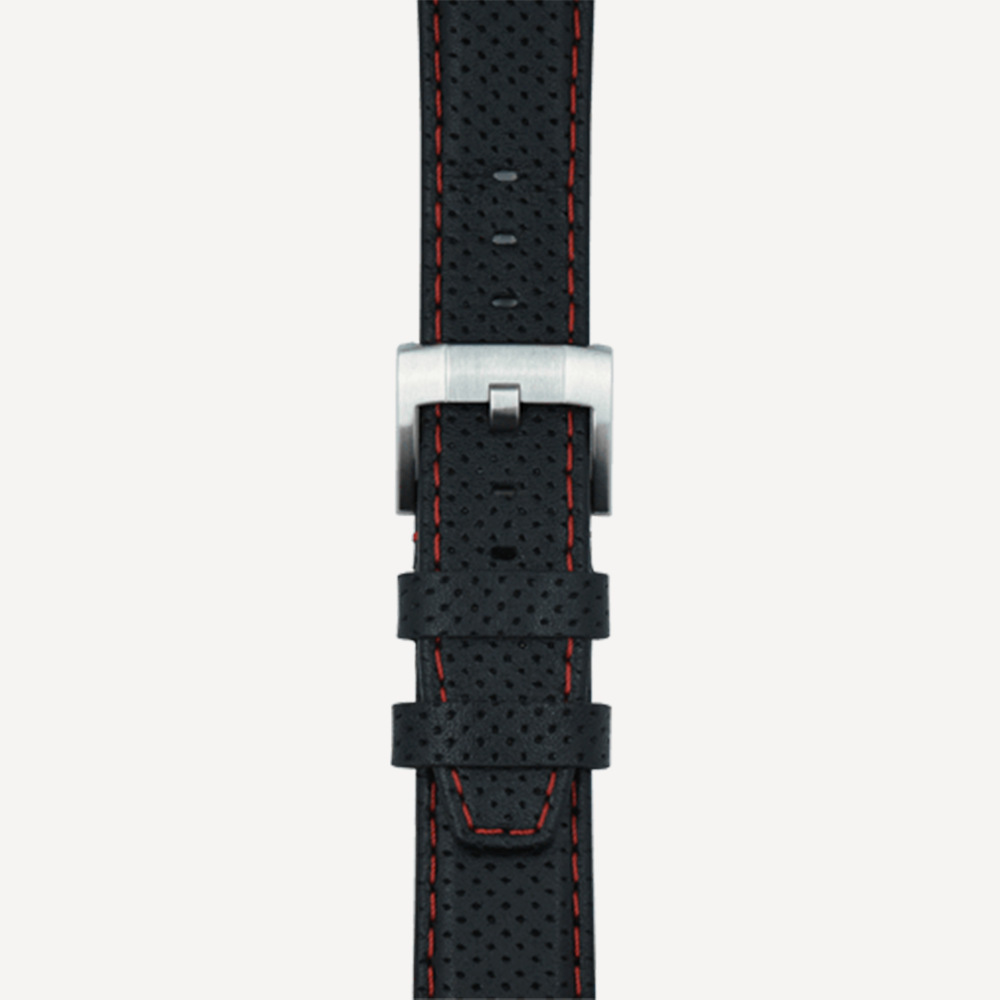 Everest Bands Racing leather Strap for Rolex – Black-Red Stitch